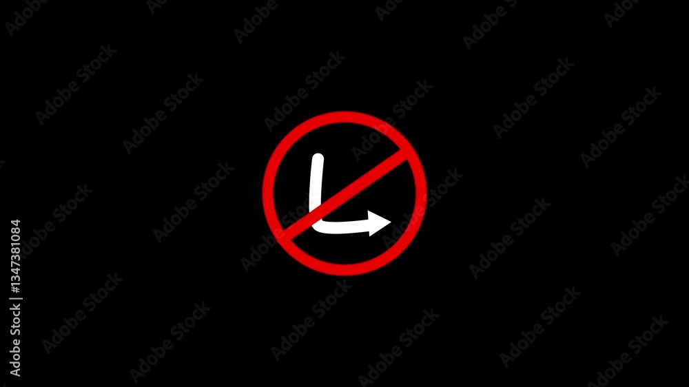 Animation Reflective Traffic Signs - No U-Turn on White Background Animation Reflective Traffic Signs - No U-Turn on White Background