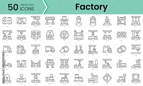 Set of factory icons. Line art style icons bundle. vector illustration
