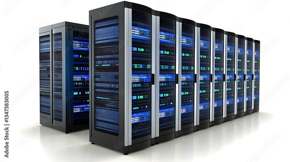 Server Rack Rows, Network Data Center, Hosting Storage Server Rack Rows, Network Data Center, Hosting Storage