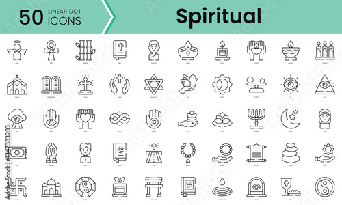 Set of spiritual icons. Line art style icons bundle. vector illustration