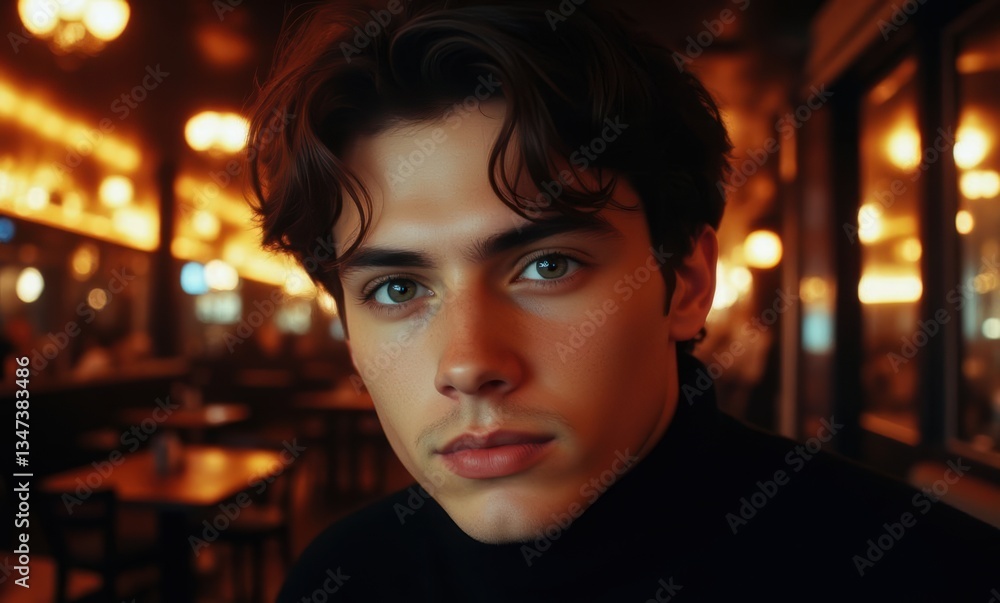 Young man in a cozy setting Young man in a cozy setting