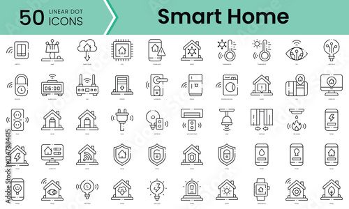 Set of smart home icons. Line art style icons bundle. vector illustration
