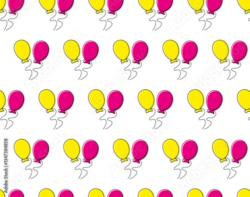 Vector party flat balloons pattern. Great for Birthday, wedding, anniversary, jubilee, rewarding and winning design. Seamless backgrounds.