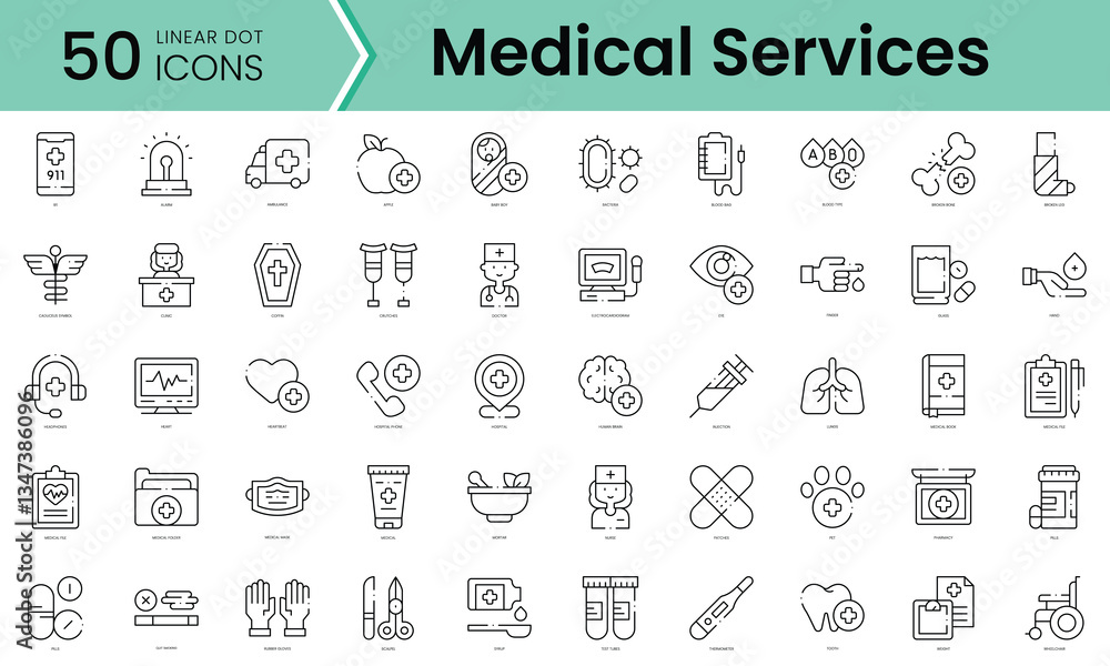 Set of medical services icons. Line art style icons bundle. vector illustration Set of medical services icons. Line art style icons bundle. vector illustration