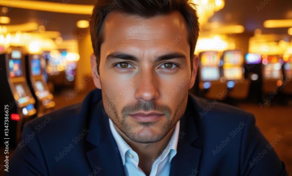 Confident man in casino setting Confident man in casino setting