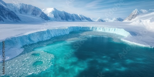 Frozen North Pole Coastline with Ice Formations and Arctic Waters Banner