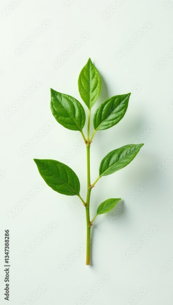 Fototapeta premium Small herb in isolation on white background with soft colors, foliage, green