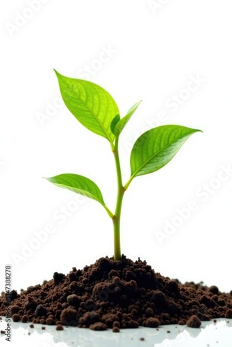 Wallpaper Mural small green plant growing out of the soil isolated on white background, clean, plant details, nature Torontodigital.ca