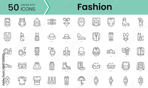 Set of fashion icons. Line art style icons bundle. vector illustration