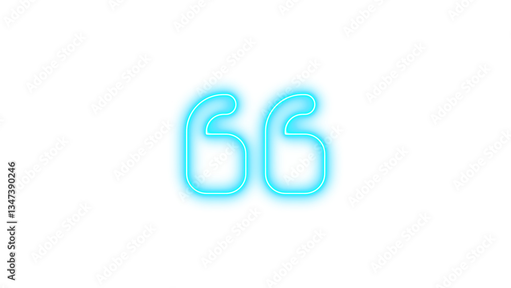 Neon symbol quot left icon cyan color glow with transparent background Neon symbol quot left icon cyan color glow with transparent background