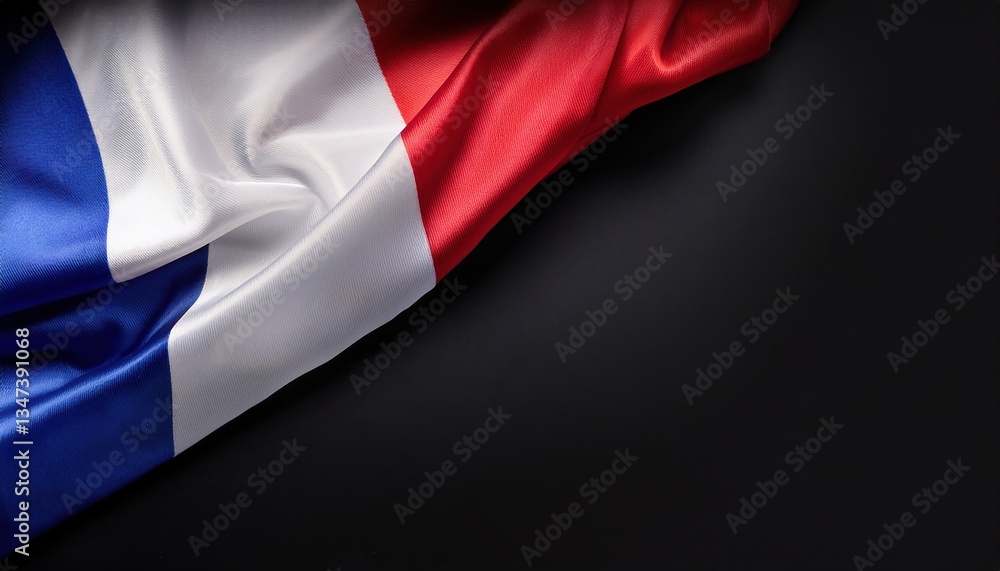 Obraz premium French national flag with blue, white, and red stripes on black background