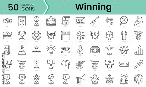 Set of winning icons. Line art style icons bundle. vector illustration
