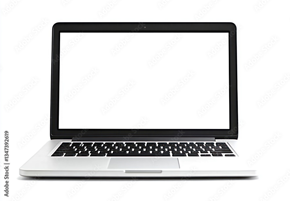 Laptop with Blank White Screen Isolated for Mockup or Design Laptop with Blank White Screen Isolated for Mockup or Design