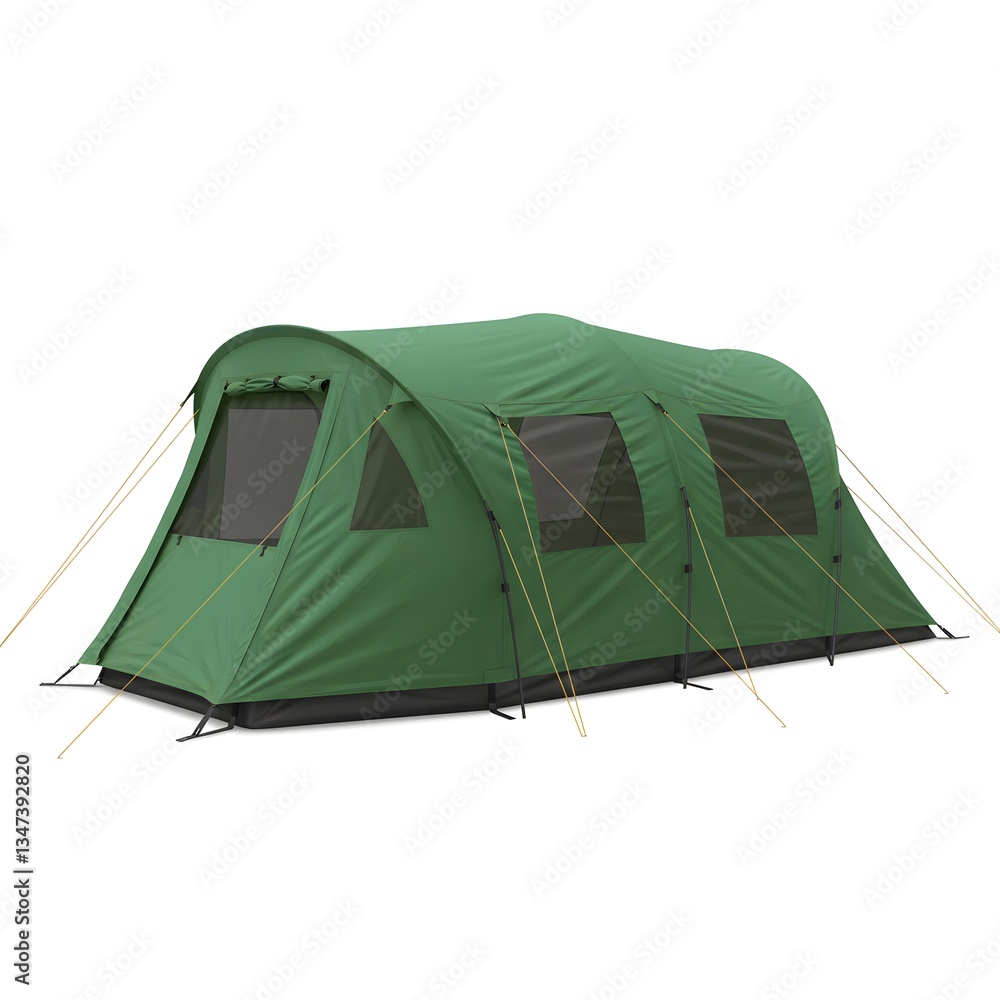 Large family camping tent with multiple compartments isolated on white Large family camping tent with multiple compartments isolated on white