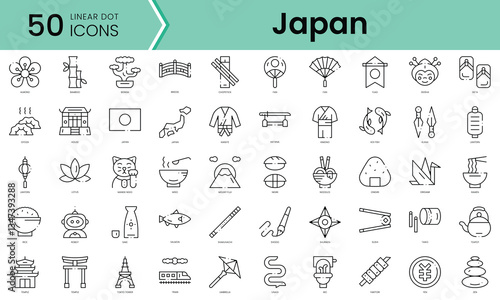 Set of japan icons. Line art style icons bundle. vector illustration
