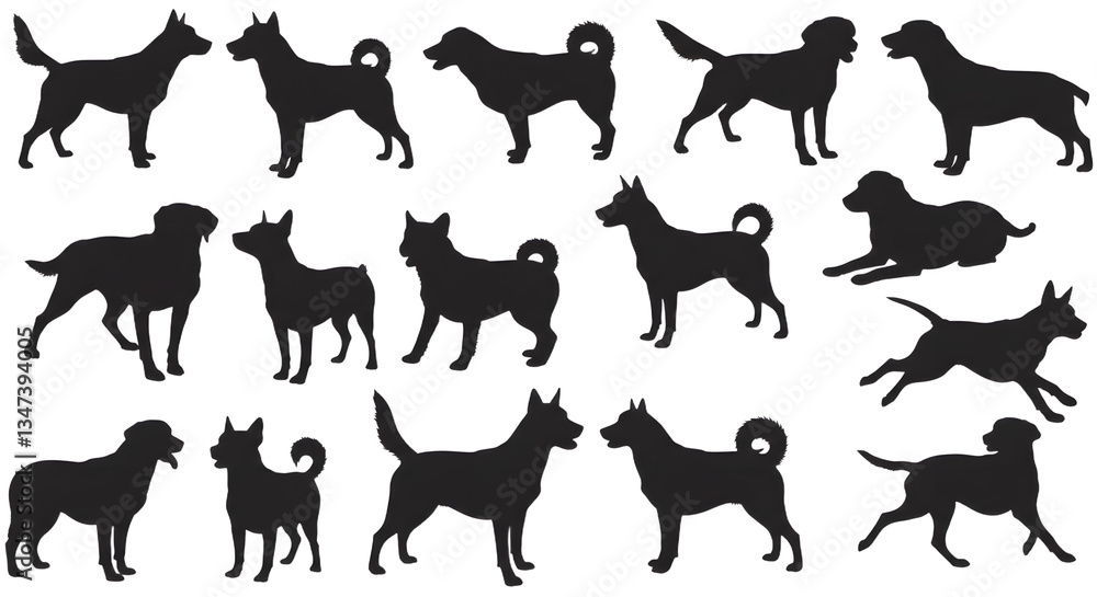 Fototapeta premium Dog Silhouettes Display
