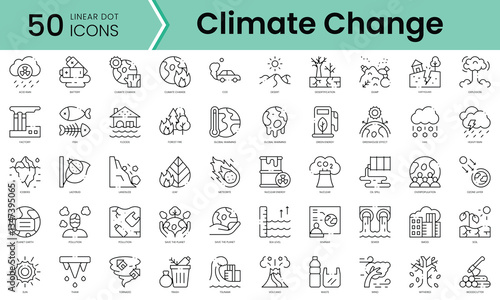 Set of climate change icons. Line art style icons bundle. vector illustration