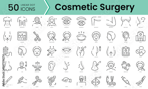Set of cosmetic surgery icons. Line art style icons bundle. vector illustration