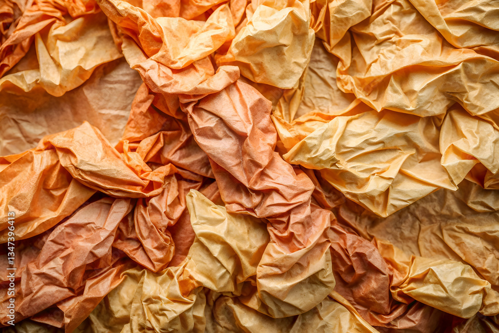 Naklejka premium Crumpled Paper Texture. Abstract Orange and Yellow Background