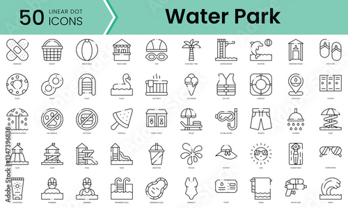 Set of water park icons. Line art style icons bundle. vector illustration