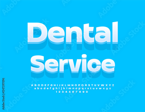 Vector Medical logo Dental Service. Modern 3D Alphabet Letters and Numbers set. Classic White Font