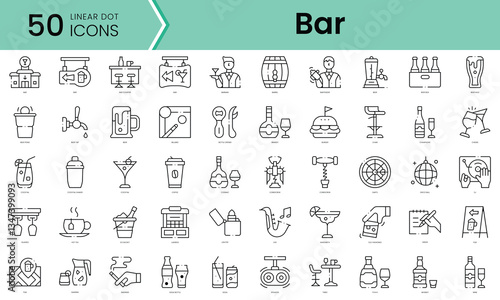 Set of bar icons. Line art style icons bundle. vector illustration