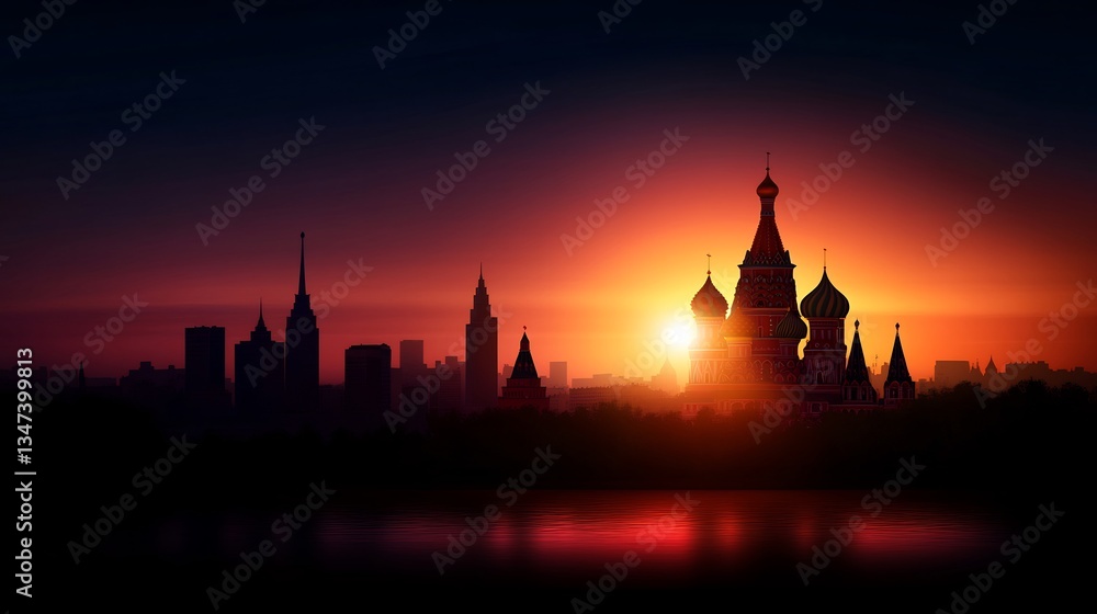 Naklejka premium Majestic Sunrise over Saint Basil's Cathedral, Moscow