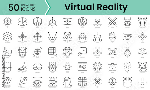 Set of virtual reality icons. Line art style icons bundle. vector illustration