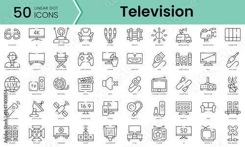 Set of television icons. Line art style icons bundle. vector illustration