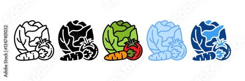 Vegetables  Icon Set Multiple Style Collection