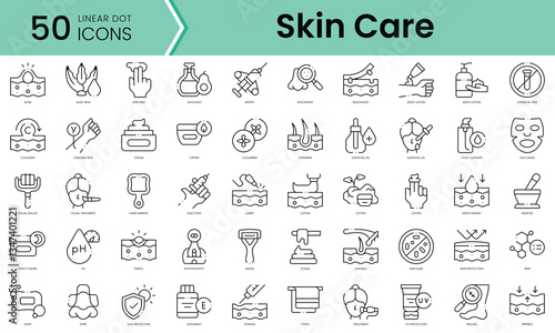 Set of skin care icons. Line art style icons bundle. vector illustration