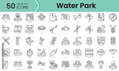 Set of water sports icons. Line art style icons bundle. vector illustration