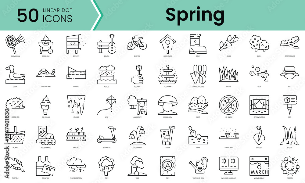Set of spring icons. Line art style icons bundle. vector illustration Set of spring icons. Line art style icons bundle. vector illustration