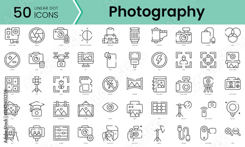 Set of photography icons. Line art style icons bundle. vector illustration