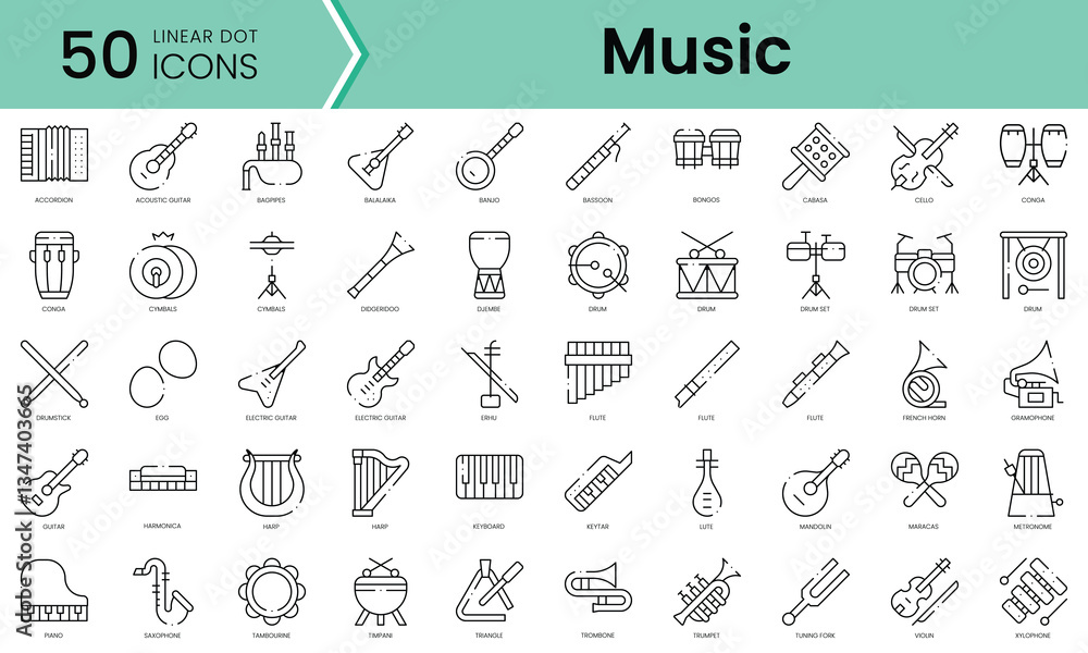 Set of music instruments icons. Line art style icons bundle. vector illustration Set of music instruments icons. Line art style icons bundle. vector illustration