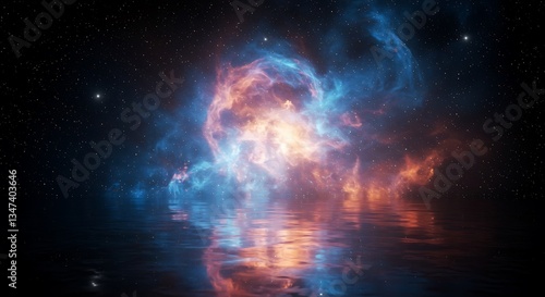 Wallpaper Mural Ethereal Nebula Reflection Cosmic Scene on Water Surface Starry Night Sky Torontodigital.ca