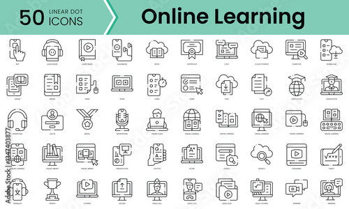 Set of online learning icons. Line art style icons bundle. vector illustration