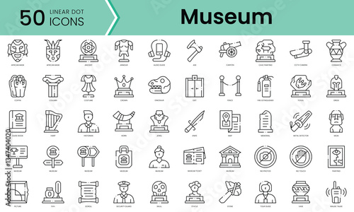 Set of museum icons. Line art style icons bundle. vector illustration
