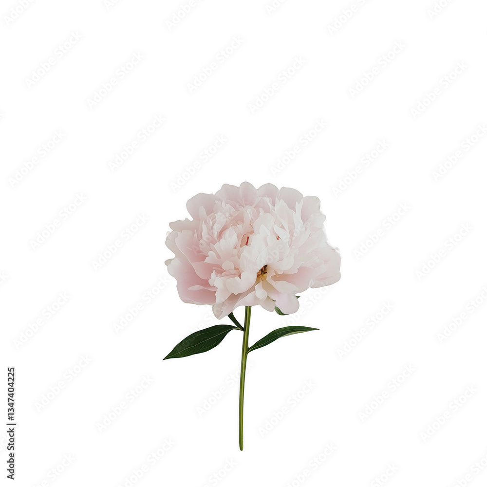 A single pink flower with a stem. The flower is the main focus of the image. The flower is in the center of the image and is surrounded by a white background A single pink flower with a stem. The flower is the main focus of the image. The flower is in the center of the image and is surrounded by a white background
