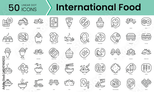 Set of international food icons. Line art style icons bundle. vector illustration