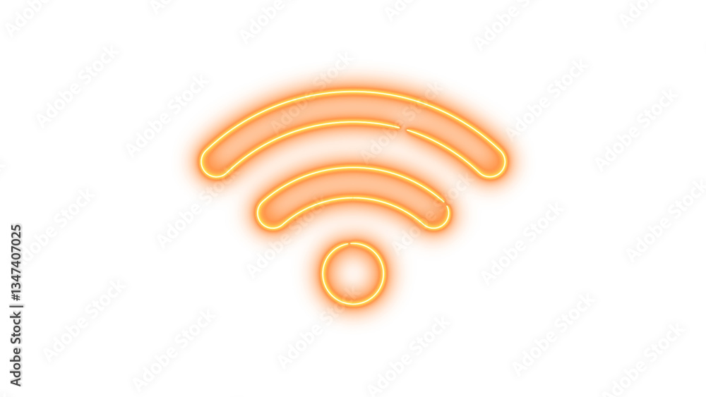 Obraz premium Neon symbol wifi icon brown color glow with transparent background