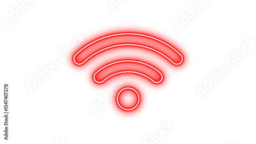Neon symbol wifi icon red color glow with transparent background