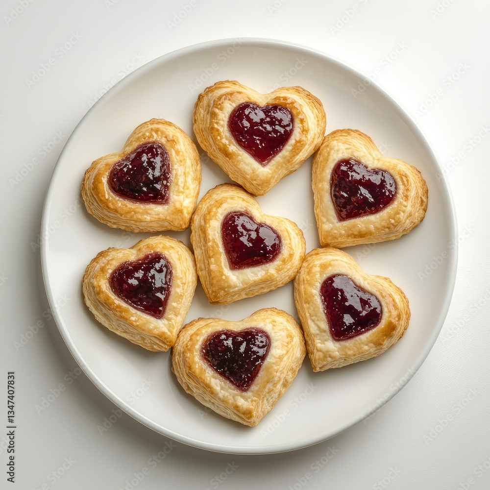 Heart-shaped pastries filled with sweet jam Heart-shaped pastries filled with sweet jam