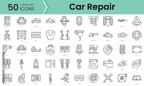 Set of car repair icons. Line art style icons bundle. vector illustration