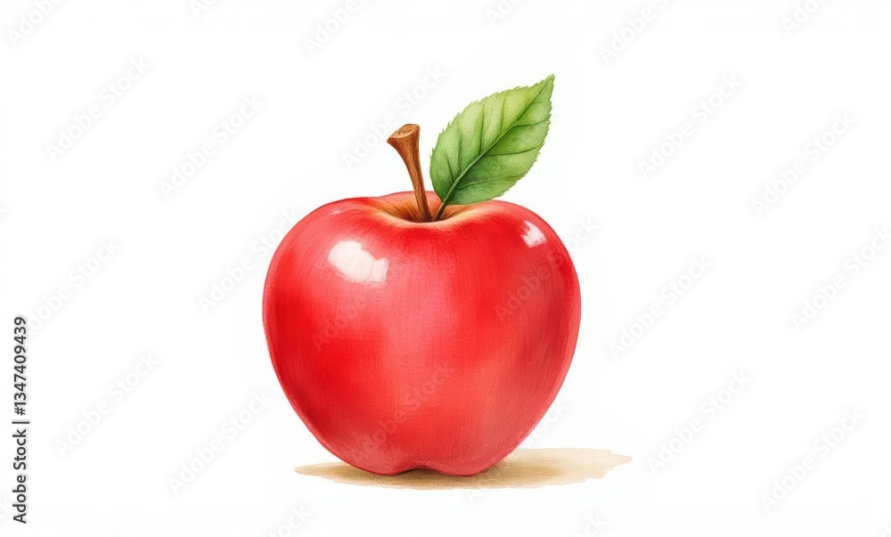 Fresh red apple with green leaf Fresh red apple with green leaf