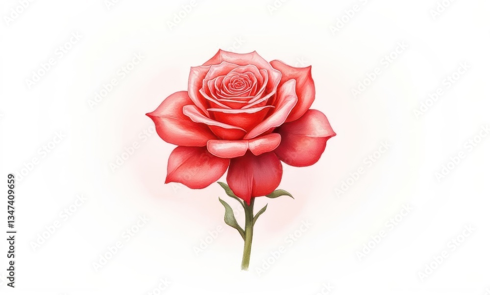 Vibrant pink rose on white background Vibrant pink rose on white background
