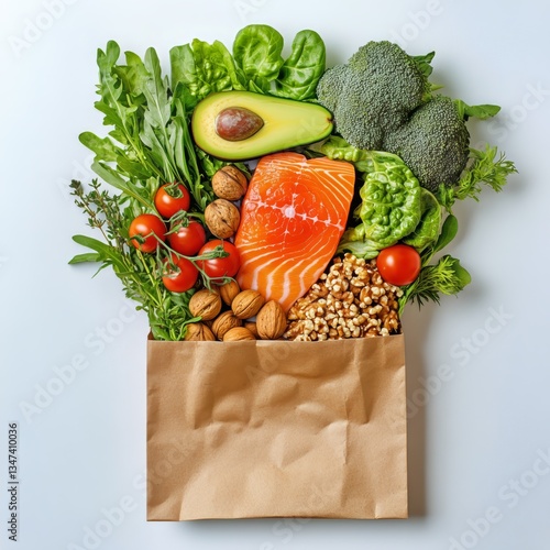 Fresh Ingredients Arranged in a Bag Showcasing Healthy Food Options for a Nut...