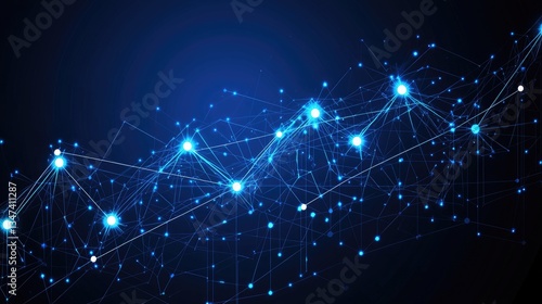 Abstract network graphic, rising trend, futuristic background. Possible stock image use Technology, innovation, data visualization