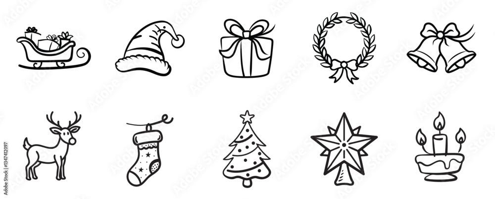 Fototapeta premium Christmas Doodle Icons