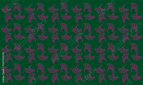 Motif sans couture fleur pétale rose violet fond vert vecteur printemps textile papier peint